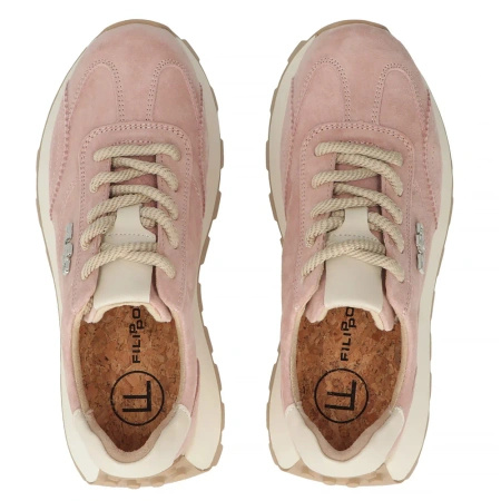 Filippo Skórzane Sneakersy Damskie Na Platformie Różowe DP7498-26-PI