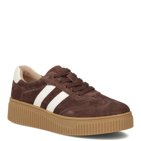 Filippo Zamszowe Sneakersy Damskie Na Platformie 4 Cm Brązowe DP6776-26-D-BR