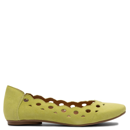 Maciejka leather laser-cut ballerinas flat heel green 01299-09/00-5