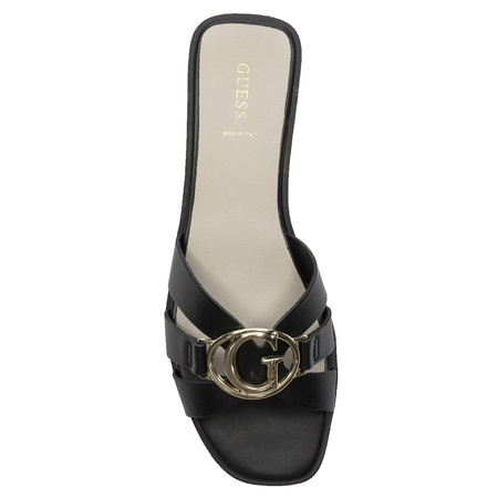Guess Klapki damskie skórzane Black czarne