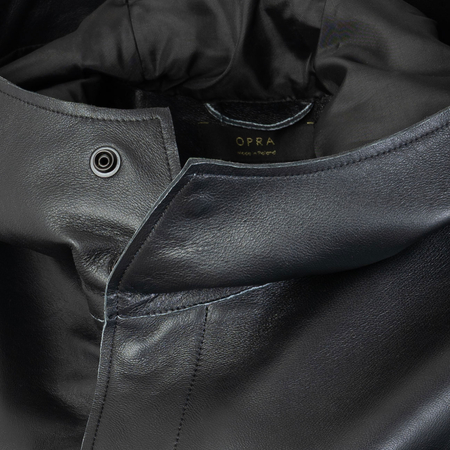 OPRA Oversize Leather Jacket With Hood Black OP-ZAHRA-BLACK