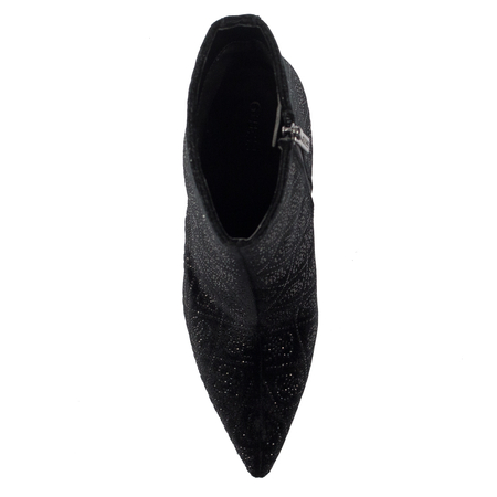 Guess Velvet Ankle Boots Stiletto Heel Pointed Toe Black FL8HNFAB10 BLACK