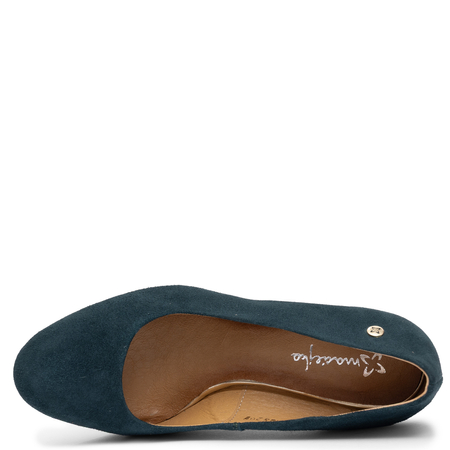 Maciejka Suede Leather Block Heel Pumps Green 3356W-01/00-1