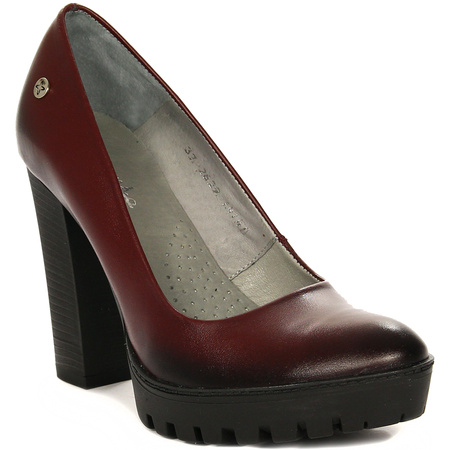 Maciejka Leather Platform Pumps Burgundy 02629-23-00-1