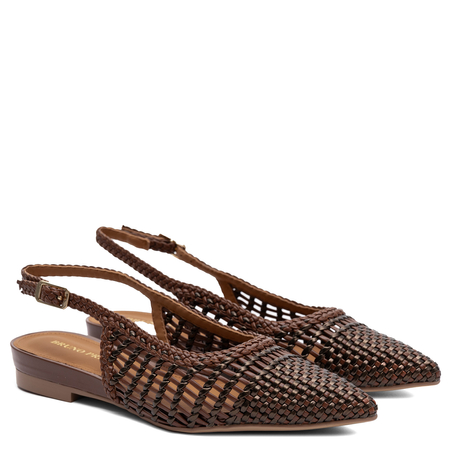 Bruno Premi Woven Slingback Pointed Toe Flats Brown BN0111XBPRI2IBZCU