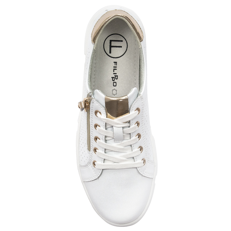 Filippo Półbuty sneakersy damskie skórzane białe