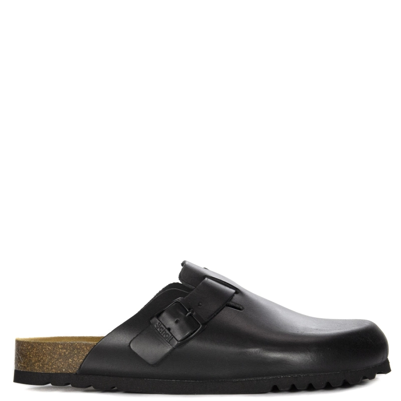 Scholl Men's leather flip-flops Olivier Black