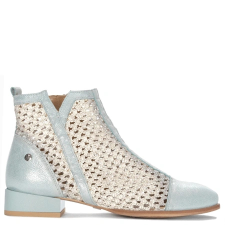 Maciejka leather perforated ankle boots with side zip light blue 06397-34/00-1