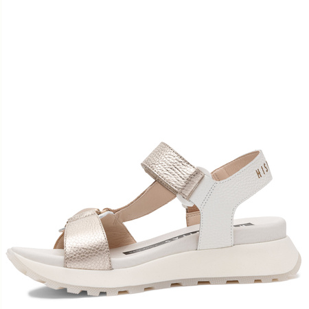 Hispanitas Skórzane Sandały Damskie Na Platformie Z Rzepami Wielokolorowe CHV264807-ALMOND