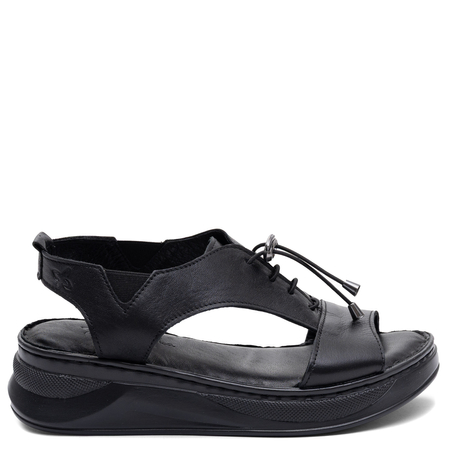 Maciejka Leather Platform Sandals With Elastic Laces Black I7646-01/00-1