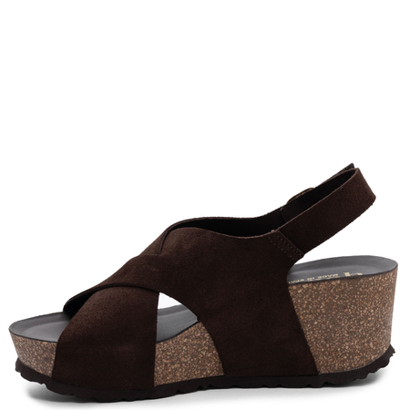 Yokono Bari Wedge Sandals Suede Brown BARI-263-SER-MAR
