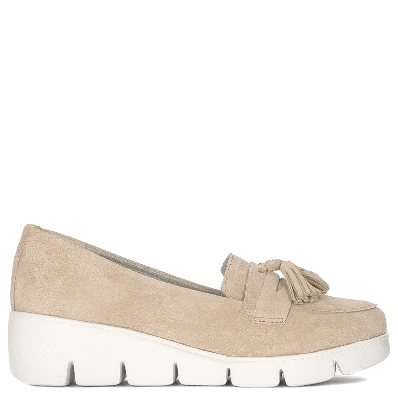 Women's Filippo suede leather shoes with beige wedges