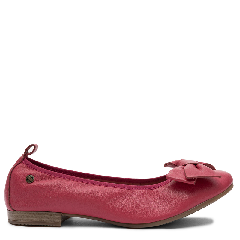 Maciejka Leather Ballet Flats With Bow Flats Pink P6802-15/00-0