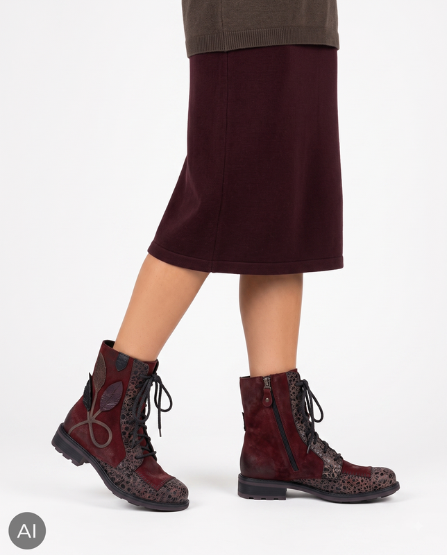 Maciejka Women’s Leather Ankle Boots Elegant Burgundy 07608-23/00-8