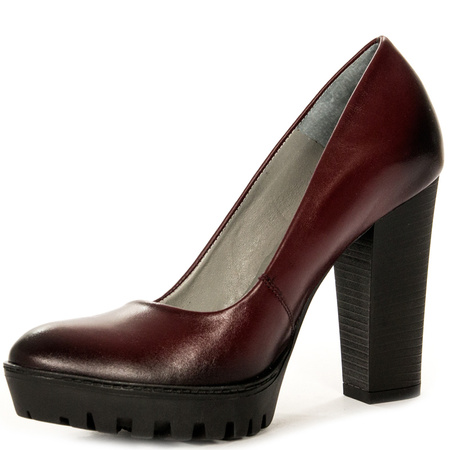 Maciejka Leather Platform Pumps Burgundy 02629-23-00-1