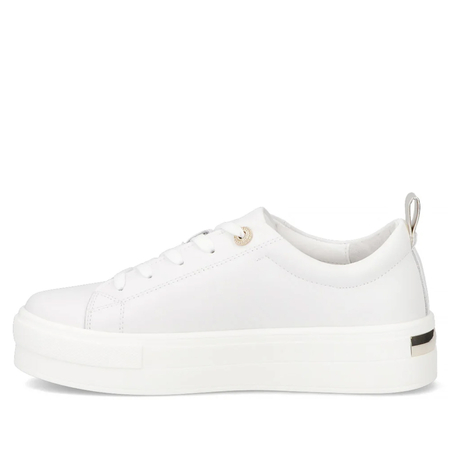 Filippo Skórzane Sneakersy Damskie na Platformie ze Złotymi Detalami Białe DP3533-26-WH