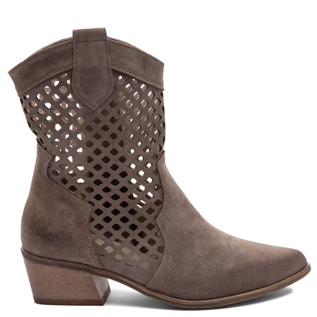 Maciejka Suede Ankle Boots Openwork Almond Brown 1734-ALMOND-WEL