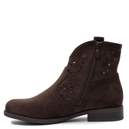 S.Barski Openwork Ankle Boots on a Flat Heel Brown HY61-8026-BROWN