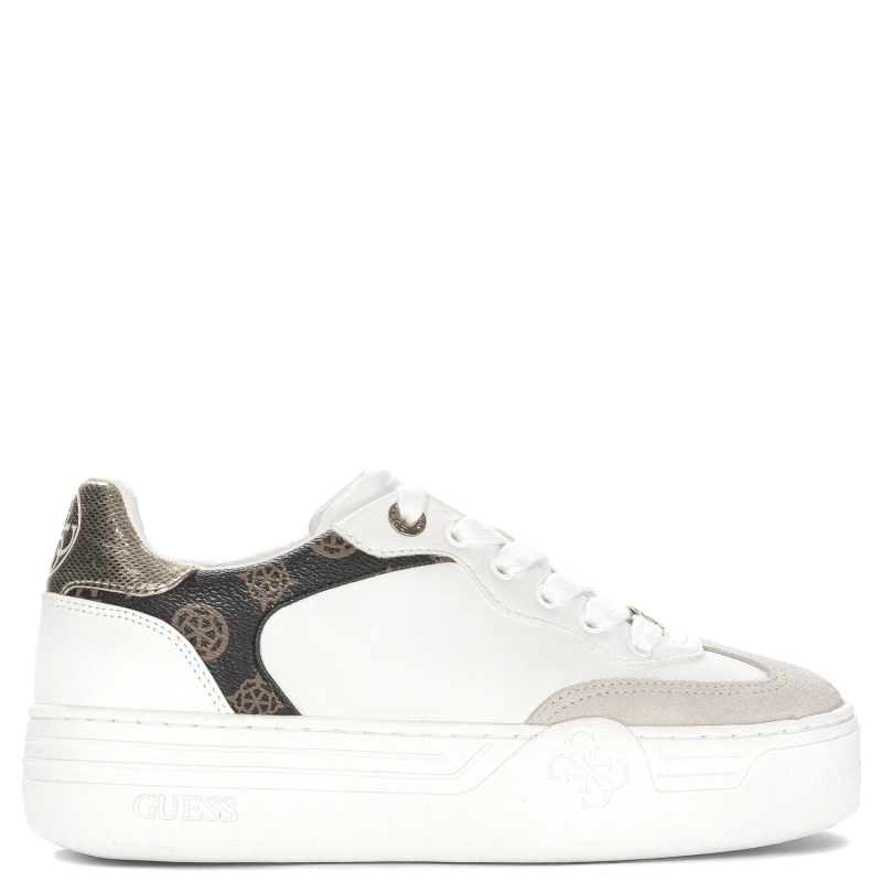 Guess Sneakersy Damskie Skórzane Na Platformie White