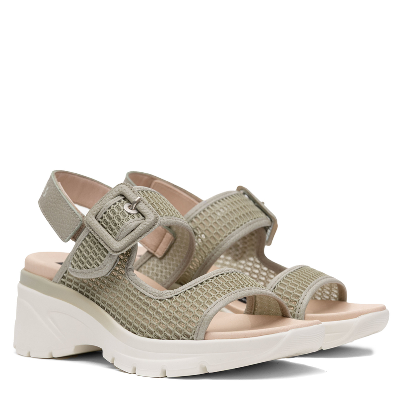 Hispanitas Leather Platform Sandals With Adjustable Strap Green HV264636-ALGA