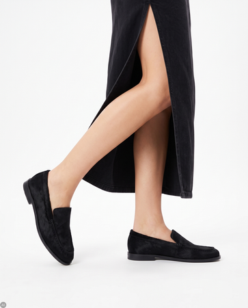 Gioseppo Eleganckie Mokasyny Z Włosiem "Pony Hair" Półbuty Damskie Lordsy Czarne SKU 80770-NEGRO