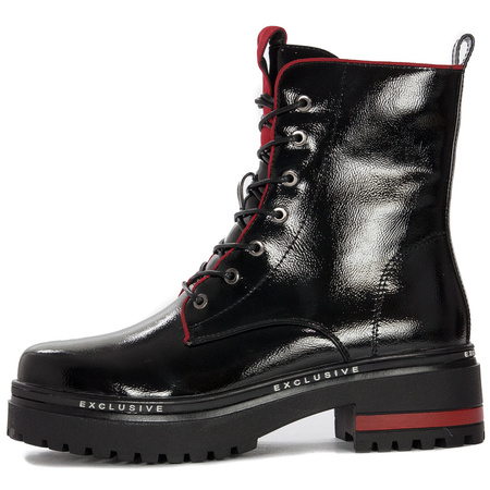 Filippo Botki damskie ocieplane lakierowane czarne