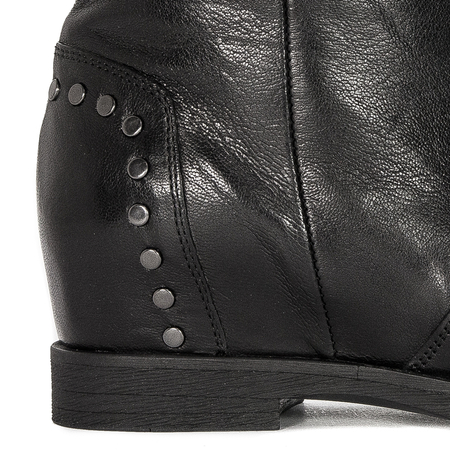CAFENOIR Women's leather ankle boots Nero black