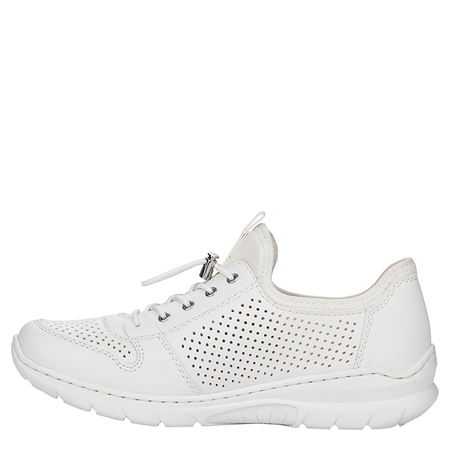 Rieker Perforowane Komfortowe Sneakersy Biało-Złote L3254-80