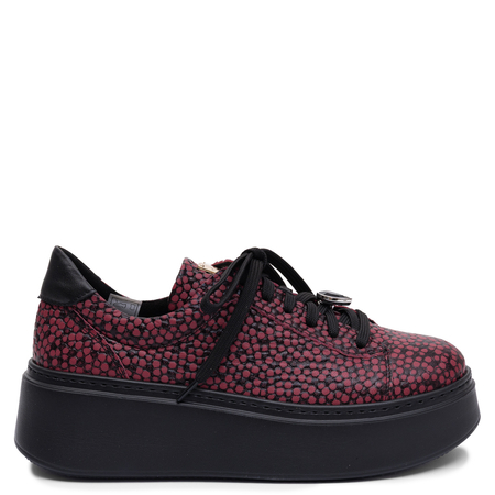 Maciejka Skórzane Sneakersy Na Platformie Bordowe Kuleczki 6191W-15/00-8