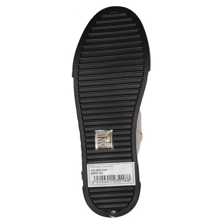 T. Sokolski Leather Platform Ankle Boots with Cap Toe Beige TS-Z24-218-BEIG-BL