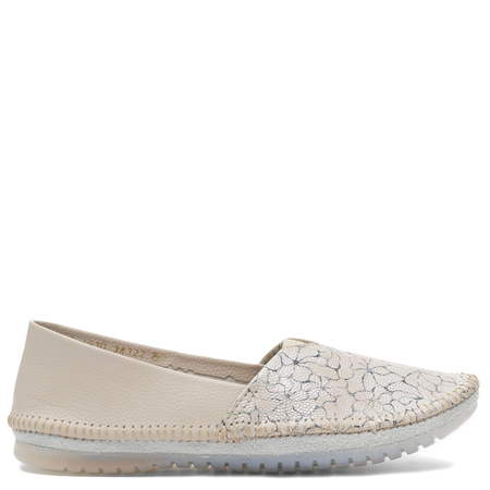 Maciejka Leather Slip-On Loafers with Floral Pattern Beige 1930B-32/00-0
