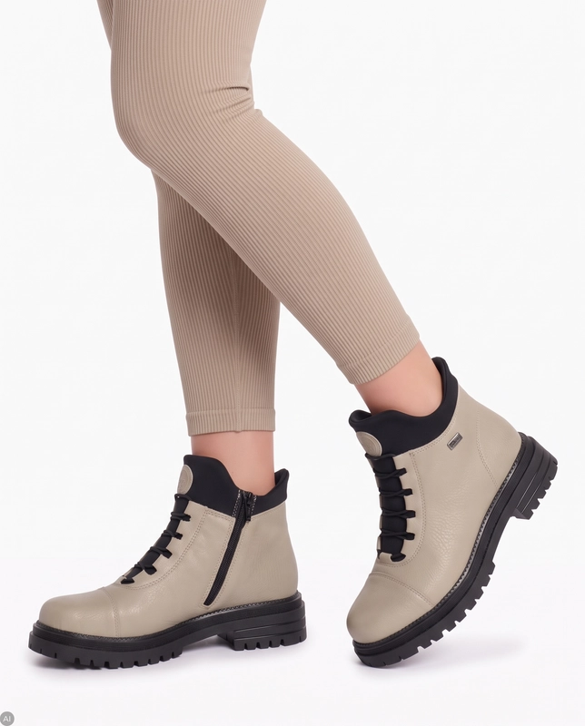 Rieker Comfortable Warm Laced Ankle Boots Beige Y3163-60-BE
