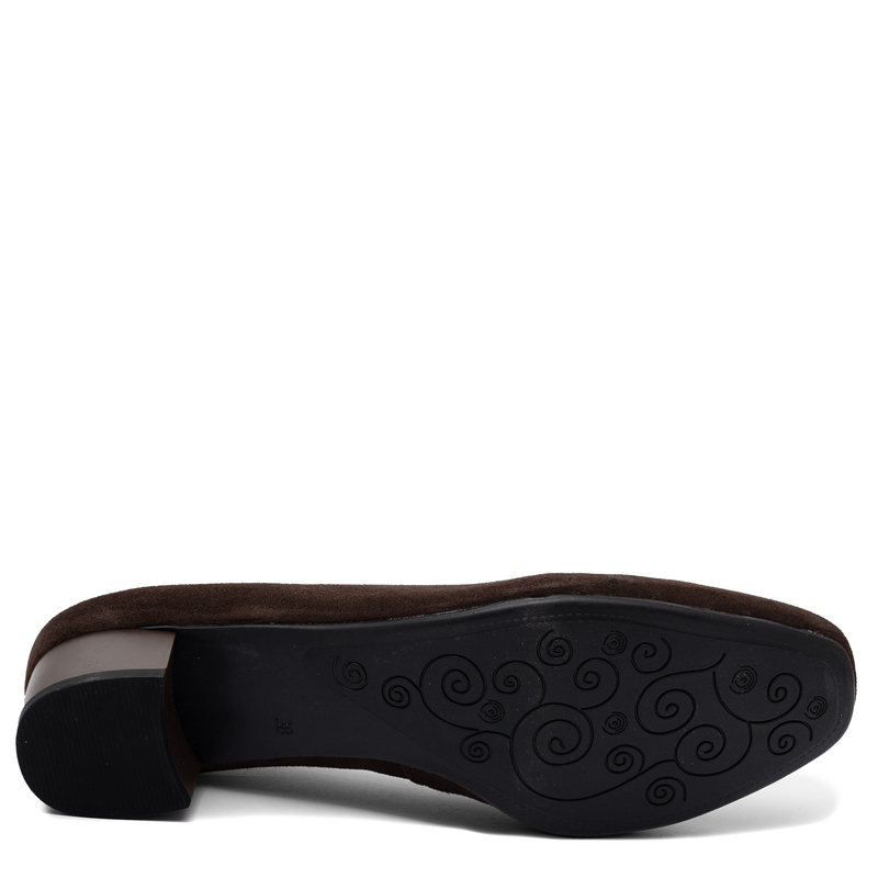 Maciejka Comfortable Suede Pumps Low Block Heel Brown 03330-02-00-1