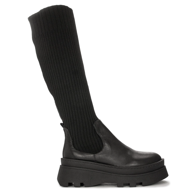 Kozaki Venezia Black skórzane Czarne