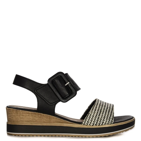 Remonte Women's Velcro Leather Black Combination Sandals