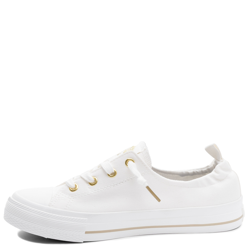 Lee Cooper Women's Classic Canvas Sneakers Gold Details White LCW-26-02-4050L