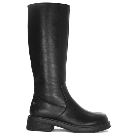 Maciejka Leather Minimalist Knee-High Boots Low Heel Zipper Black A7164-01/00-7