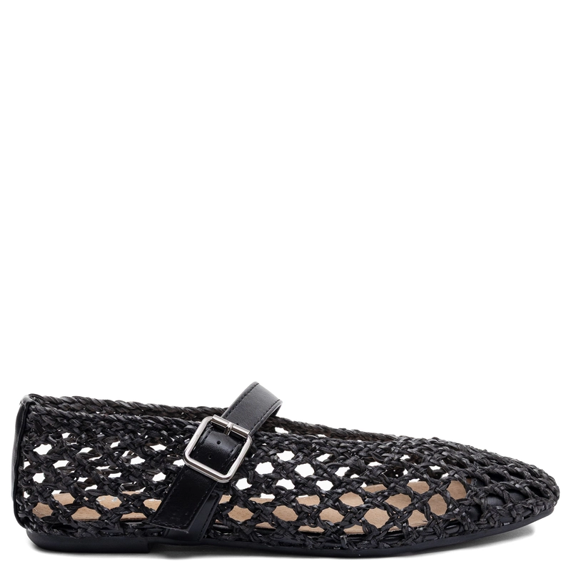 Sokolski Elegant Woven Pumps With Strap Black SR-W26-137-BLK