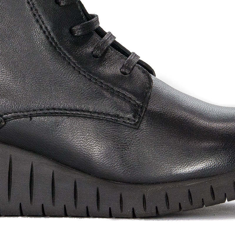 Marco Tozzi Black Comb leather Lace-up Boots