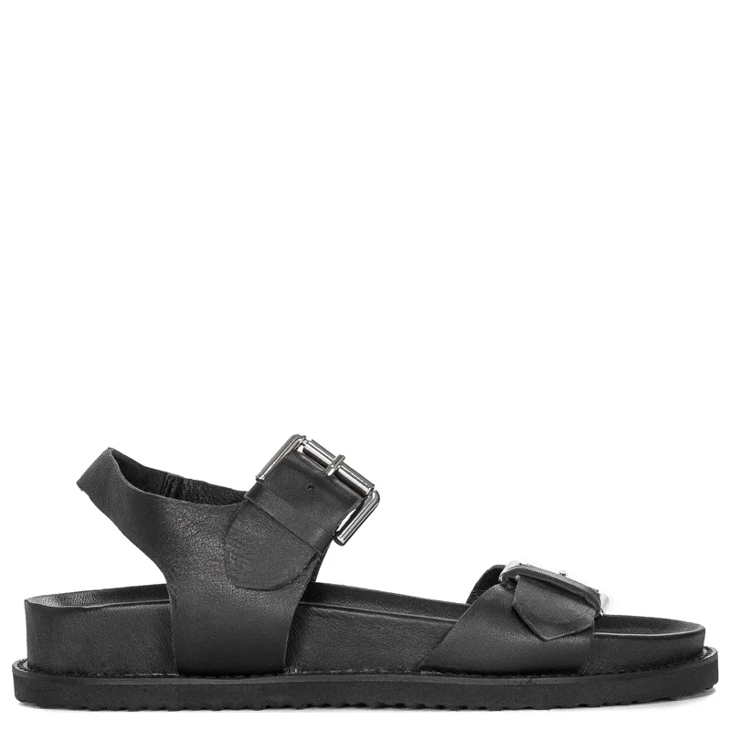 Inuovo Black Women's Leather Sandals