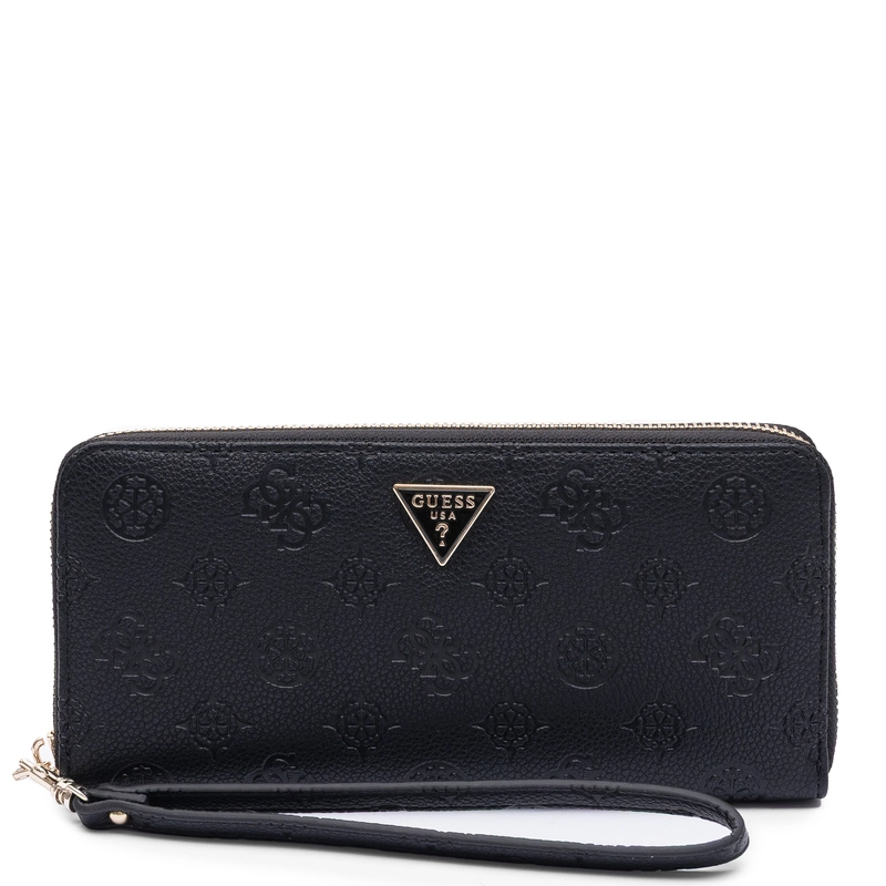 Guess Elegancki Zapinany Na Zamek Portfel Damski Z Paskiem Czarny SWPD2222146-BLACK