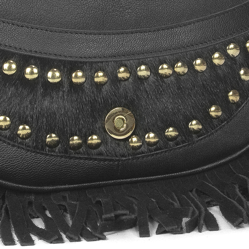 Piti Cuiti Women's Shoulder Bag Black with Tassels