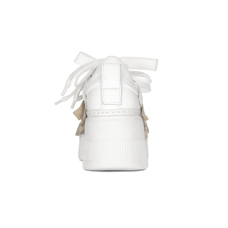 Eksbut White + Gold Leather platform Sneakers