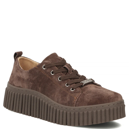 Filippo Brązowe Półbuty Sneakersy Damskie Na Ryflowanej Platformie Zamszowe DP8337/26 DBR