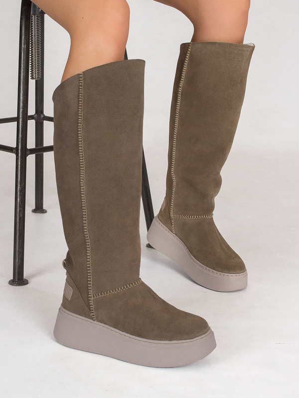 Maciejka Dirty Beige Knee-High Boots