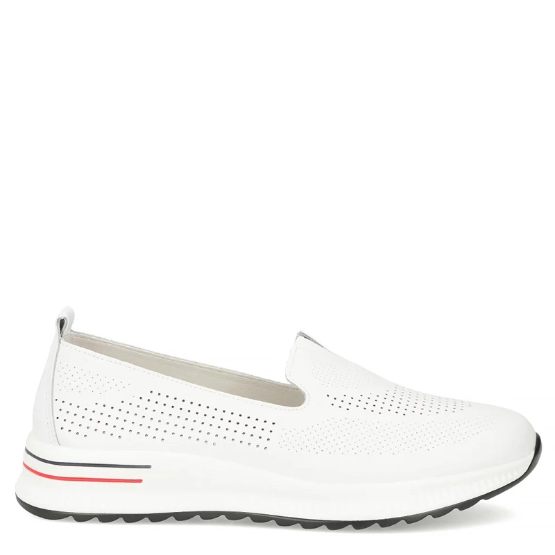 Filippo DP7611 Skórzane Półbuty Sportowe Wsuwane Białe DP7611-26-WH