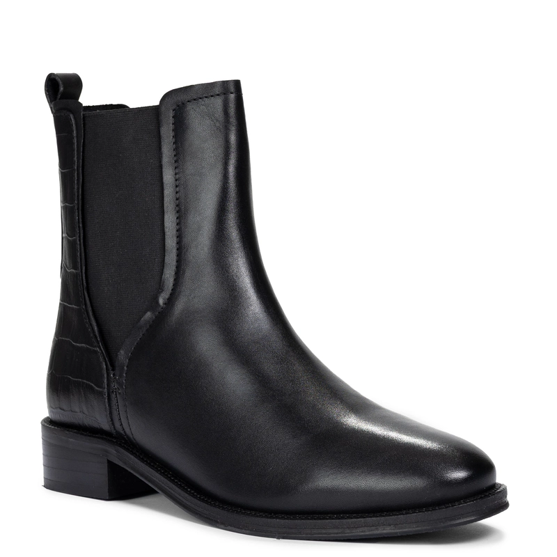 Maciejka Leather Chelsea Ankle Boots Croc-Embossed Heel Black H7173-01/00-7