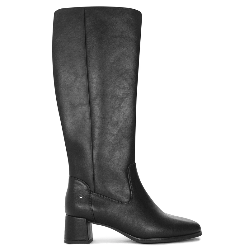 Maciejka Leather Knee-High Boots Block Heel Black A7165-01/00-7