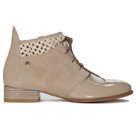 Maciejka Botki Damskie Skórzane Beżowe