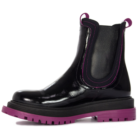 Maciejka Women's Black and Fuxia Details Leather Boots